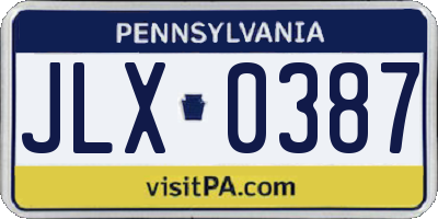 PA license plate JLX0387