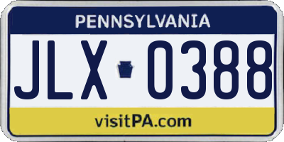 PA license plate JLX0388
