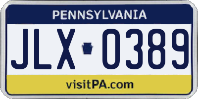 PA license plate JLX0389