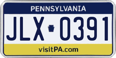 PA license plate JLX0391