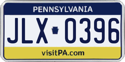 PA license plate JLX0396