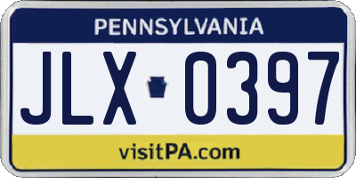 PA license plate JLX0397