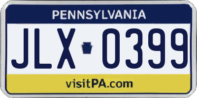 PA license plate JLX0399