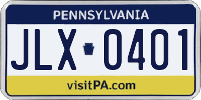 PA license plate JLX0401