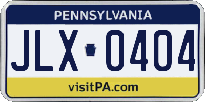 PA license plate JLX0404