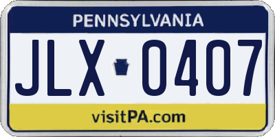 PA license plate JLX0407