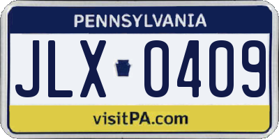 PA license plate JLX0409