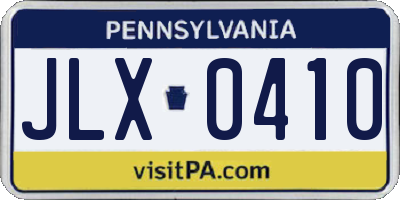 PA license plate JLX0410