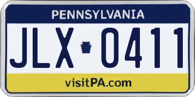 PA license plate JLX0411