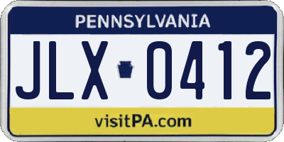 PA license plate JLX0412
