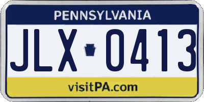 PA license plate JLX0413