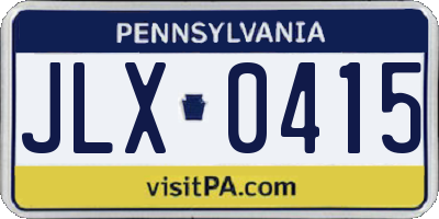 PA license plate JLX0415