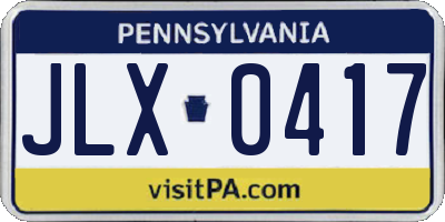 PA license plate JLX0417