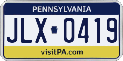 PA license plate JLX0419