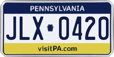 PA license plate JLX0420