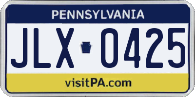 PA license plate JLX0425