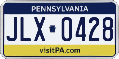 PA license plate JLX0428