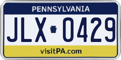 PA license plate JLX0429