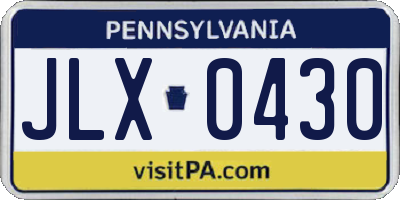 PA license plate JLX0430