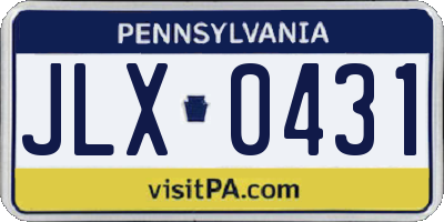 PA license plate JLX0431