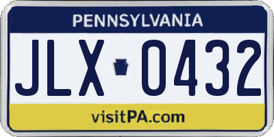 PA license plate JLX0432