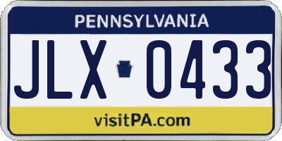PA license plate JLX0433