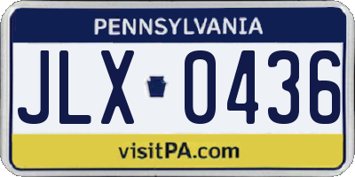 PA license plate JLX0436
