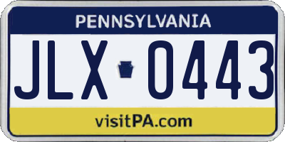 PA license plate JLX0443