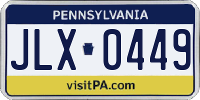 PA license plate JLX0449