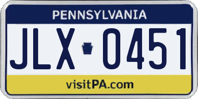 PA license plate JLX0451