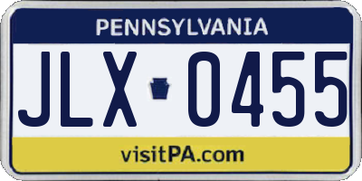 PA license plate JLX0455