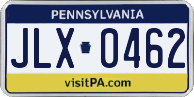 PA license plate JLX0462