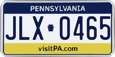 PA license plate JLX0465