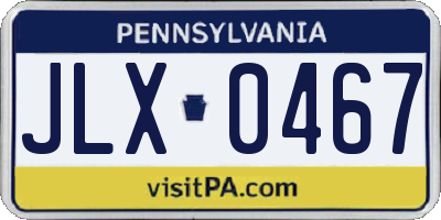 PA license plate JLX0467