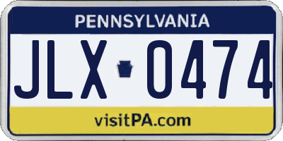 PA license plate JLX0474