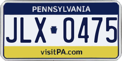 PA license plate JLX0475
