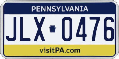 PA license plate JLX0476