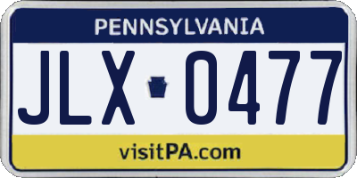 PA license plate JLX0477