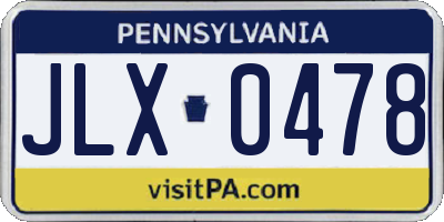 PA license plate JLX0478