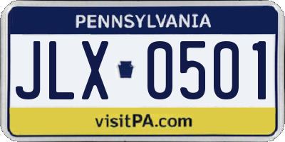PA license plate JLX0501