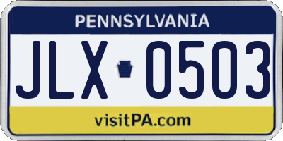 PA license plate JLX0503