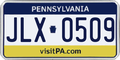 PA license plate JLX0509