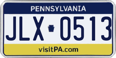 PA license plate JLX0513