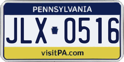 PA license plate JLX0516
