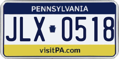 PA license plate JLX0518