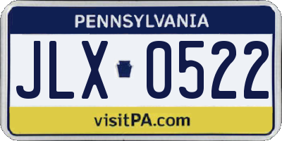 PA license plate JLX0522