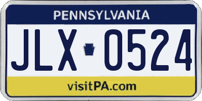 PA license plate JLX0524