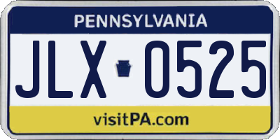 PA license plate JLX0525