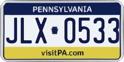 PA license plate JLX0533