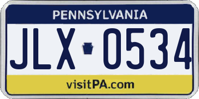 PA license plate JLX0534